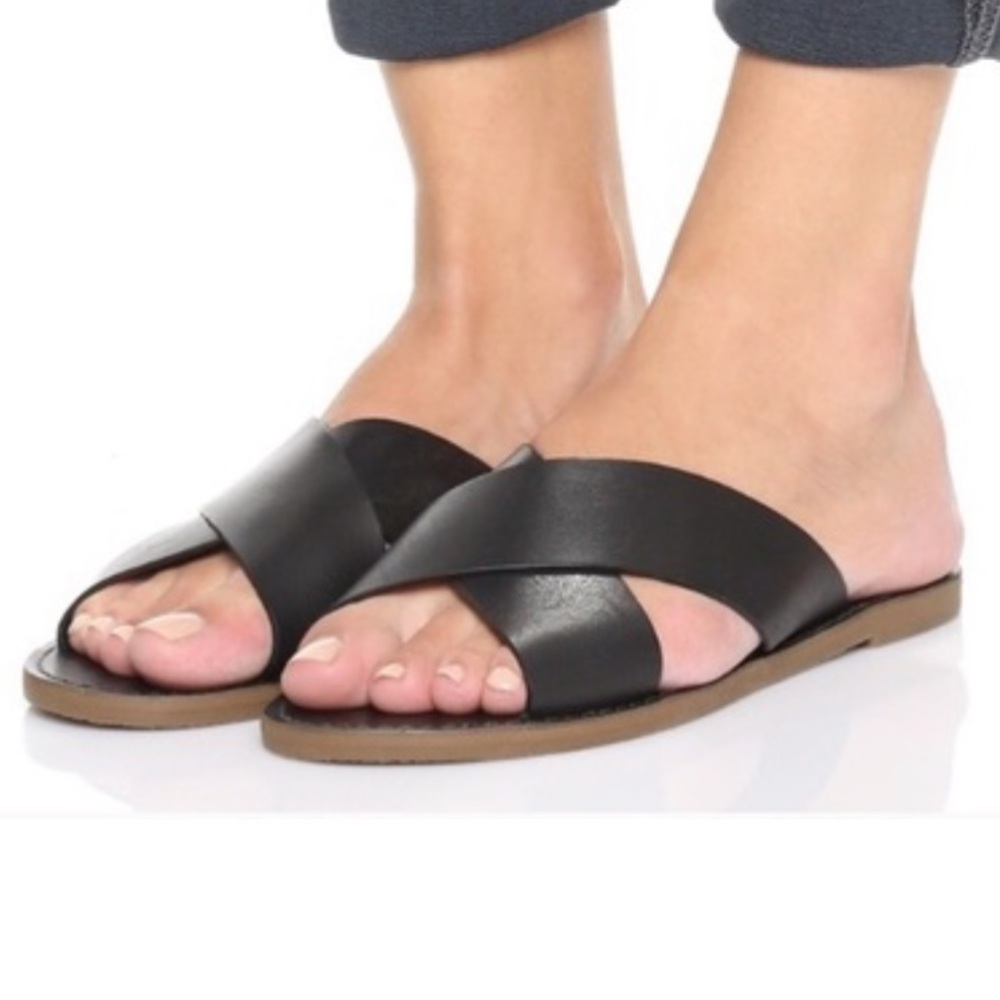 Madewell Black Leather Criss-Cross Sandals, Size 7 - Picture 5 of 10